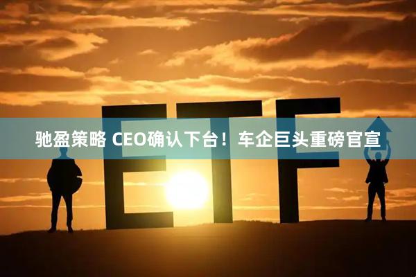 驰盈策略 CEO确认下台！车企巨头重磅官宣